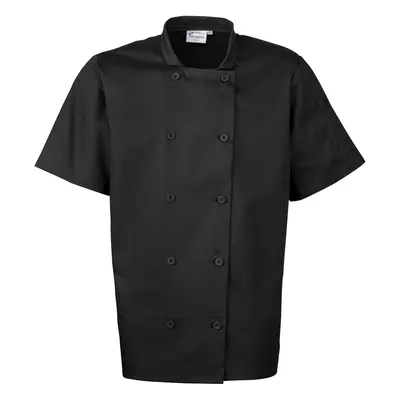 (S, Black) Premier Unisex Short Sleeved Chefs Jacket / Workwear (Pack of 2)