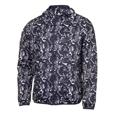 (L, White/Evening Blue) Calvin Klein Mens Printed Golf Wind Resistant Windbreaker Jacket