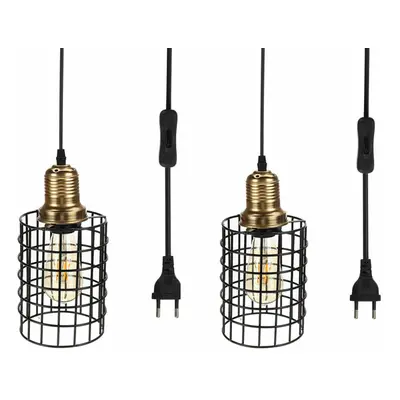 (EU Plug) Plug-in Iron Pendant Light Ceiling Lamp Hallway Bar Restaurant Corridor Fixture Chande