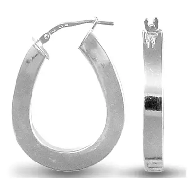 Jewelco London Sterling Silver formed Pear Hoop Earrings - Ladies - AER017