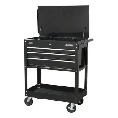 Heavy Duty Tool & Parts Trolley - x x 900mm - Lockable Top - Black