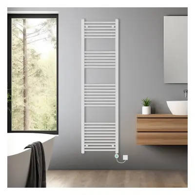 (White, 1800x500mm) Pre-filled Bathroom Straight Electric Heated Towel Rail Radiator Thermostati