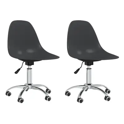 vidaXL 2x Swivel Dining Chairs Light Grey PP Rotating Adjustable Desk Seating