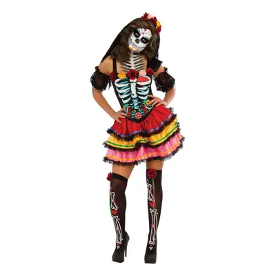 (M, Black/Red/White) Rubies Womens/Ladies Day Of The Dead Seniora Costume