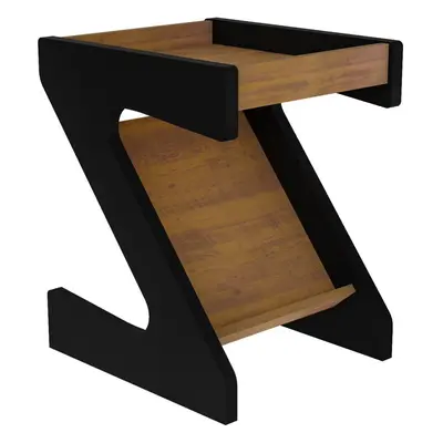 Naples Z Shape Side Table in Black/Pine Effect