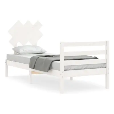 (white, x cm) vidaXL Bed Frame Platform Bed with Headboard Black Small Single Solid Wood