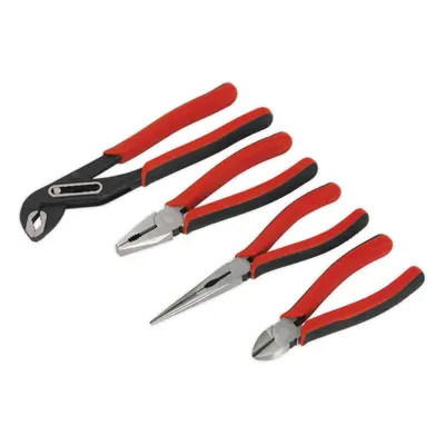 4 Piece Pliers Set - Drop Forged Steel - Serrated Jaws - Comfort Grip Handles