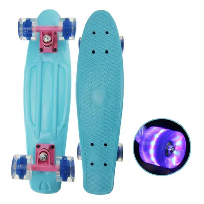 (Blue) inch Children Skateboard Mini Cruiser Skateboard with LED Flashing Wheels for Beginners K