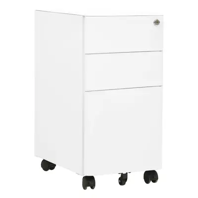 vidaXL Mobile File Cabinet White Steel Modern Office Storage Filing Cabinet