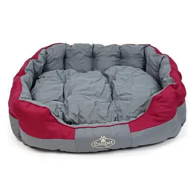 Waterproof Round Dog Bed in Grey/Burgundy Easipet