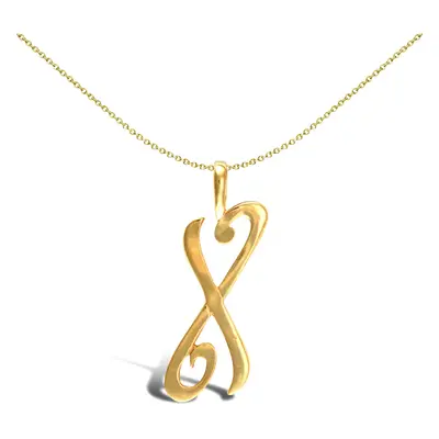 Jewelco London Solid 9ct Yellow Gold Script Identity Initial Pendant Letter X - JIN002-X