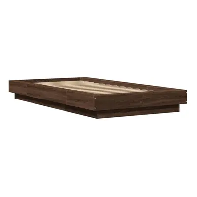 (brown, x cm) vidaXL Bed Frame and LED Lights Bed Base Mattress Foundation Engineered Wood