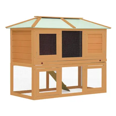 vidaXL Animal Rabbit Cage Double Floor Rabbit Hutch Pet House Solid Fir Wood