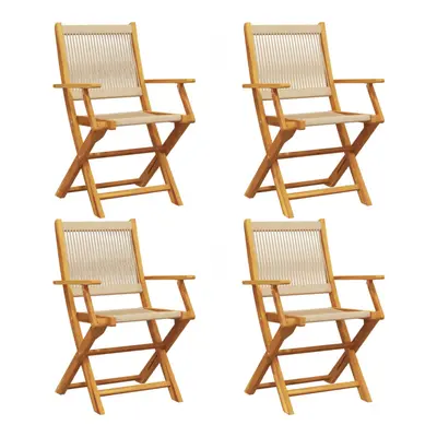 (beige, pcs) vidaXL Garden Chairs Seating pcs Beige Solid Wood Acacia and Polypropylene