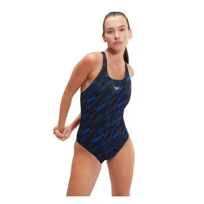 (34 in, Black/Blue) Speedo Womens/Ladies Hyperboom Medalist All-Over Print One Piece Swimsuit