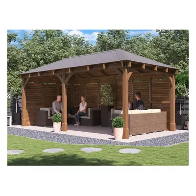 Dunster House Gazebo 6m x 3m with Louvre Walls