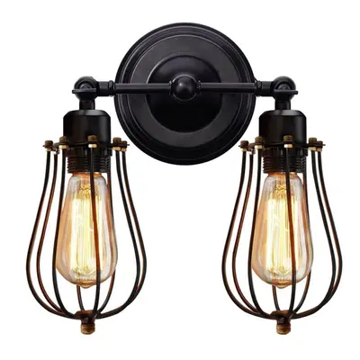 110V Wall Sconce Light Metal Industrial Wire Cage Wall Light Fixture Vintage Style Edison Rustic