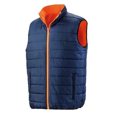 (XL, Fluorescent Orange/Navy) Result Safeguard Mens Reversible Soft Padded Safety Gilet