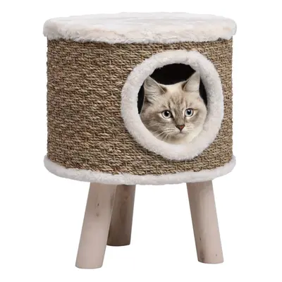 vidaXL Cat House with Wooden Legs cm Seagrass Cat Furniture Pet Supply