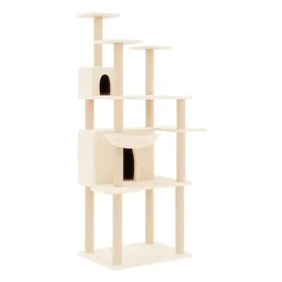 (cream) vidaXL Cat Tree with Sisal Scratching Posts Cat Scratch Tower Climber Dark Grey