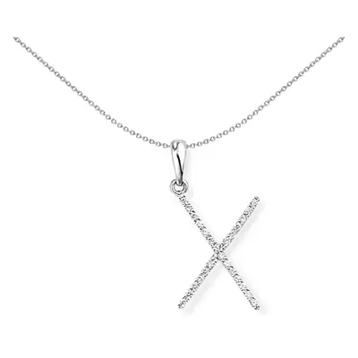 Jewelco London 18ct White Gold Pave Diamond Initial Charm Pendant Letter X 10mm x 20mm - INNR027