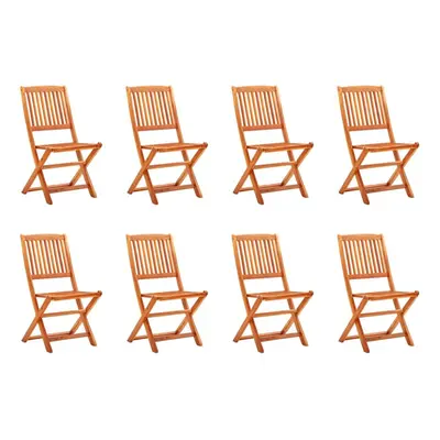 vidaXL 8x Folding Garden Chairs Solid Eucalyptus Wood Patio Dining Chair Seat