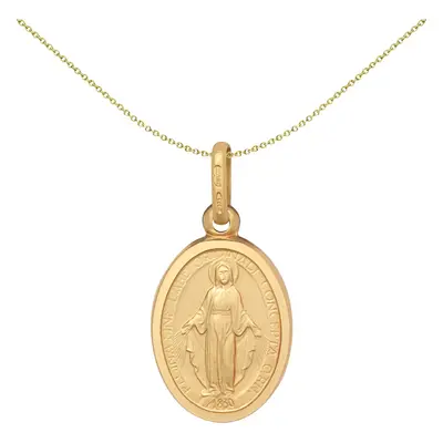 Jewelco London Unisex Solid 9ct Yellow Gold Madonna (Virgin Mary) Charm Medallion Pendant, 11x15