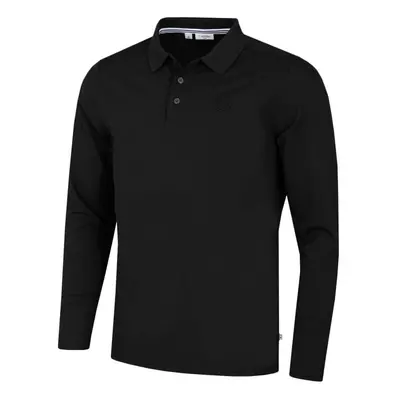 (M, Black) Calvin Klein Mens Long Sleeve Stretch Campus Golf Polo Shirt