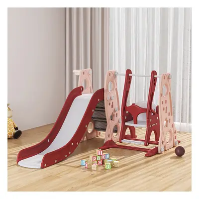 4-in-1 Toddler Climber and Swing Set with Basketball Hoop Kids Swing and Slide Set for Indoor Ou