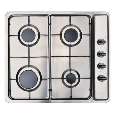 Montpellier MGB60X 58cm Stainless Steel Burner Gas Hob With Enamel Pan Supports