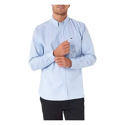 (Sky Blue, L) LACOSTE CH4976 Mens Oxford Shirts Cotton Formal Top