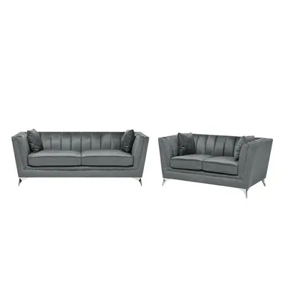 Velvet Sofa Set Grey GAULA