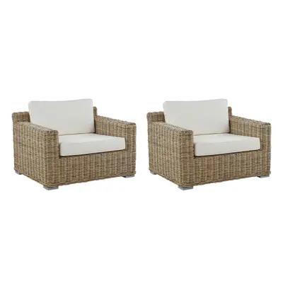 Set of Garden Armchairs ARDEA Rattan Light Brown