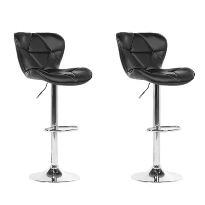 Set of Bar Chairs VALETTA Faux Leather Swivel Black