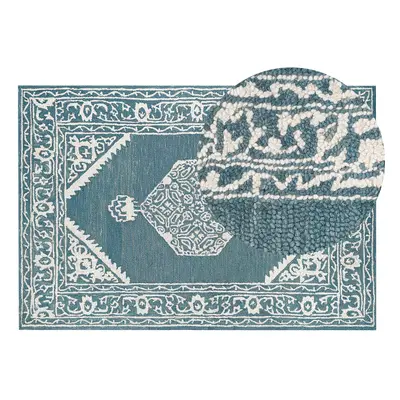 Wool Area Rug x cm White and Blue GEVAS