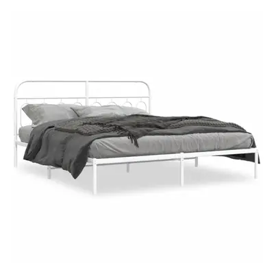 (white, x cm/ with headboard) vidaXL Metal Bed Frame with Headboard and Footboard Bed Base Black