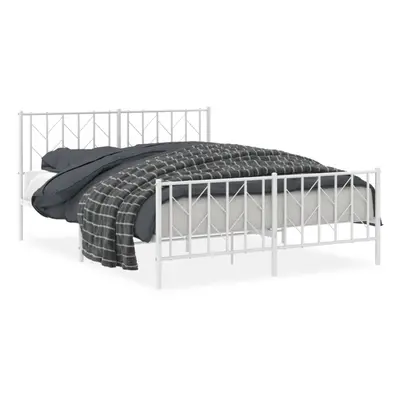 (white, x cm/ with headboard & footboard) vidaXL Metal Bed Frame with Headboard Mattress Foundat