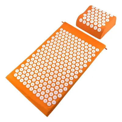 (Orange) Acupuncture Mat Pillow Set Acupressure Cushion Massage Pad