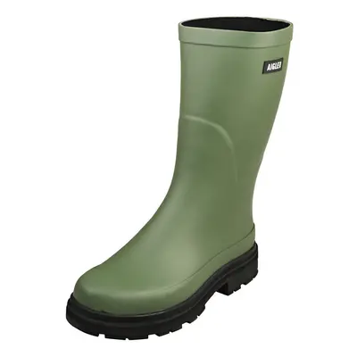 (9.5) Aigle Mid Rain Mens Wellington Boots in Olivine