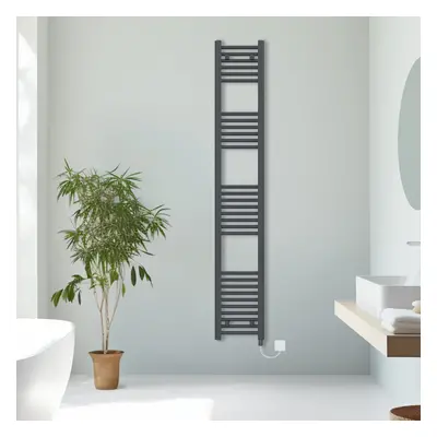 (Anthracite, 1800x300mm) Prefilled Electric Straight Heated Towel Rail Radiator Ladder Warmer