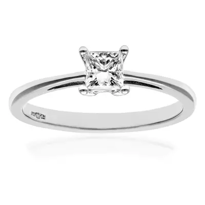 (N) Jewelco London Platinum Engagement Ring, J/I Certified Diamond, Princess Cut, 0.33ct