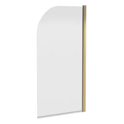 Brushed Brass Reversible Hinged 6mm Glass Bath Shower Screen, x 790mm