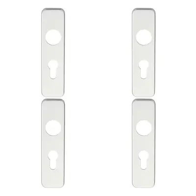 4x PAIR Door Handle Euro Lock Plate for Safety Levers x 40mm Satin Aluminium