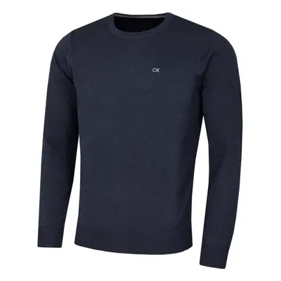 (2XL, Navy Marl) Calvin Klein Mens Crew Neck Soft Cotton Breathable Sweater