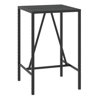 vidaXL Bar Table Bistro Table Dining Table with Glass Top Black Poly Rattan