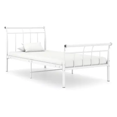 vidaXL Bed Frame White Metal 90x200 cm Bedroom Furniture Bed Base Bedstead