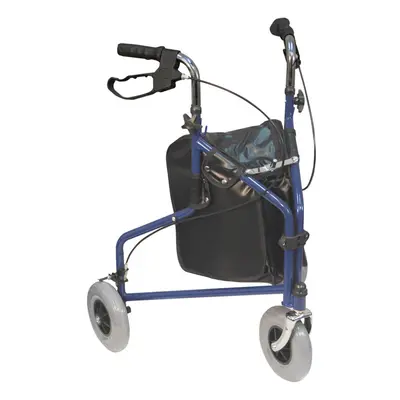 Blue Three Wheeled Steel Walker - Puncture Proof Tyres - 115kg Weight Limit