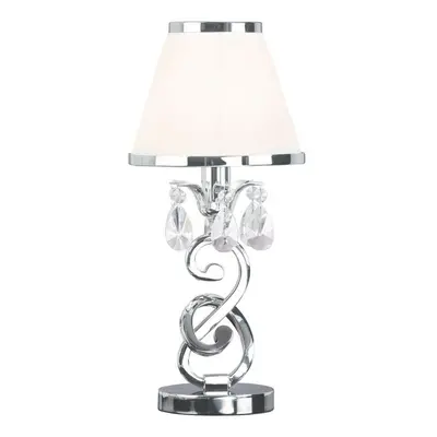 Esher Luxury Small Table Lamp Nickel Crystal White Shade Traditional Bulb Holder