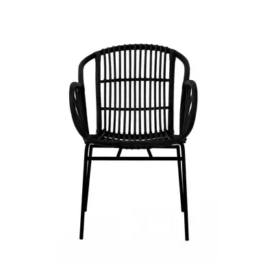 Interiors by Premier Black Natural Rattan Chair with Raised Sides, Rustless Rattan Chair, Easy C