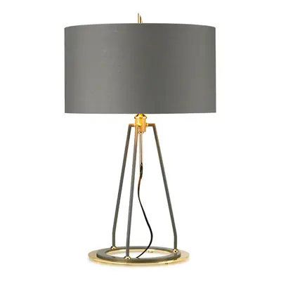 Table Lamp Grey with Metallic Gold Lining Shade Dark Grey Gold LED E27 60W